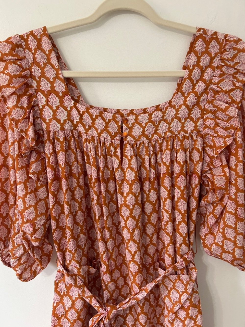 Emerson Fry India Collection Adelina Dress Women’s M Bell Sleeve Ruffle Mini - Picture 2 of 15